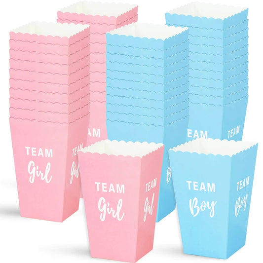 Gender Reveal Popcorn Box Team Boy Team Girl